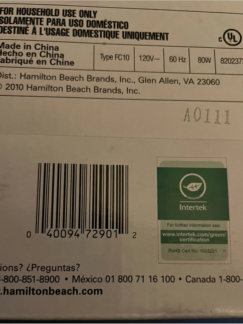 Hamilton Beach 3-Cup Food Chopper- New in Box